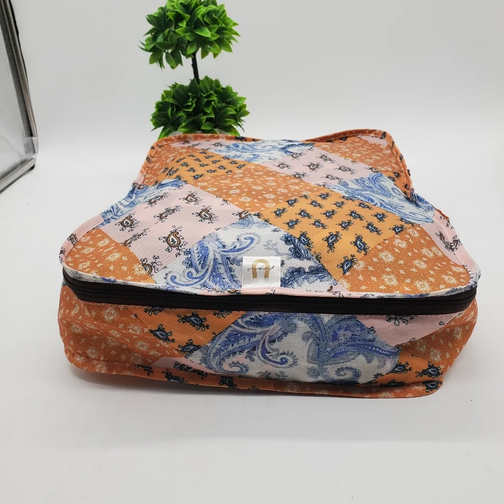 ♤ Free People x Understated Paisley with Leather Zip Up Travel Cube with Handle